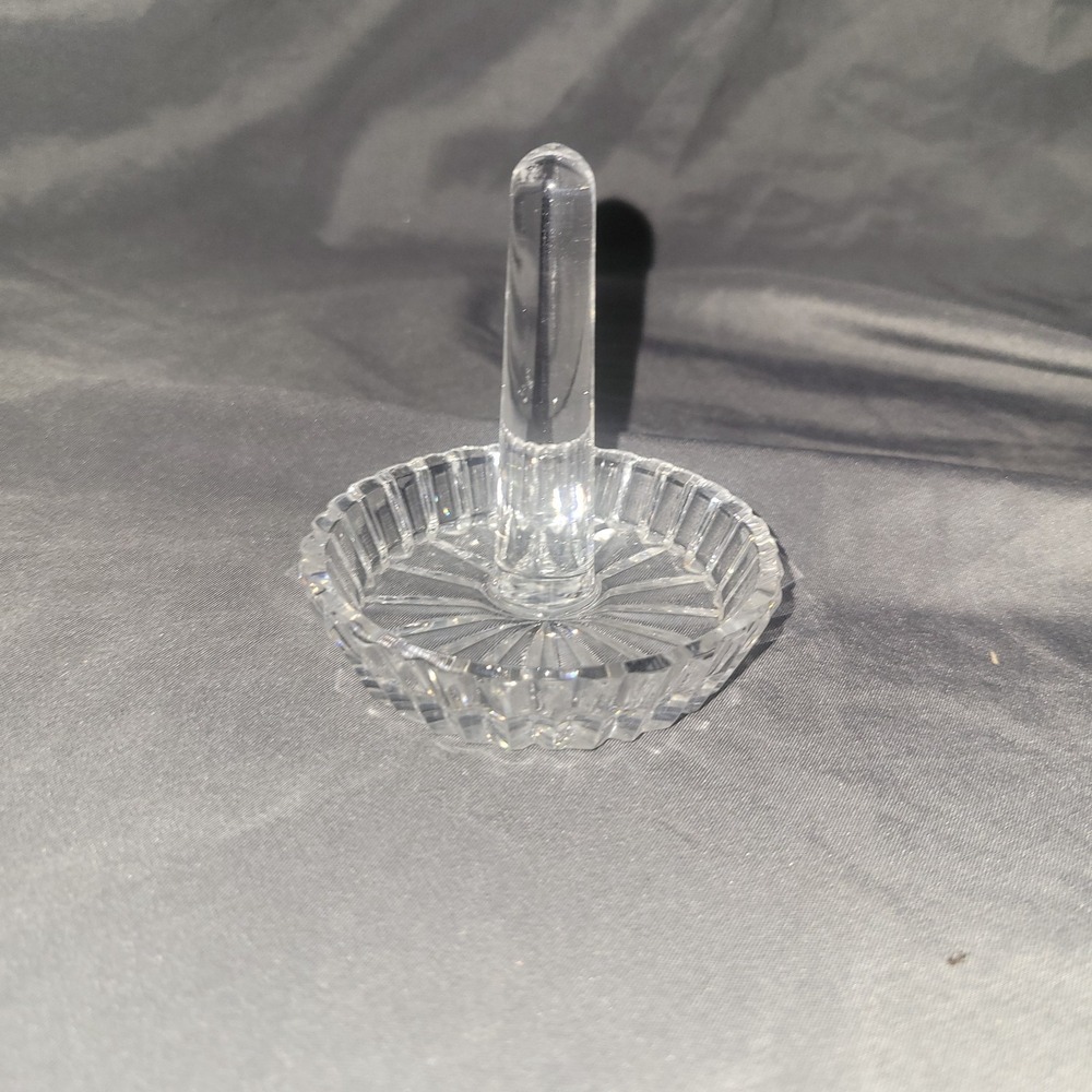 Clear Lead Glass Crystal Ring Holder Trinket Tray Jewelry Keeper Tabletop